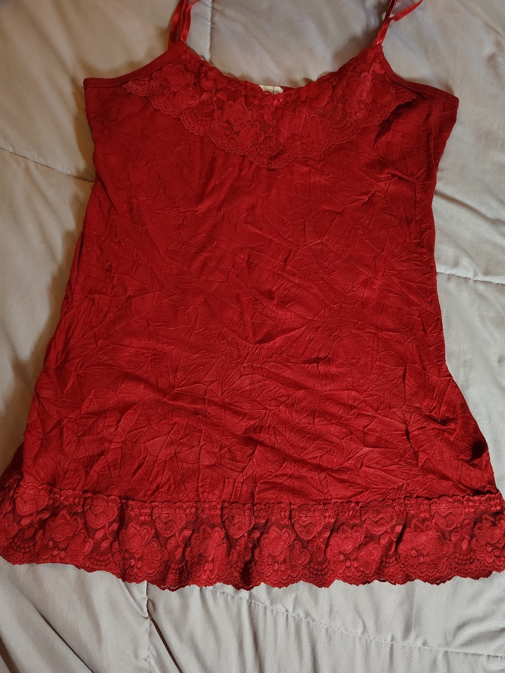 Maurices Lace-Trim Camisole Tank in Red & Teal - Picture 2 of 5